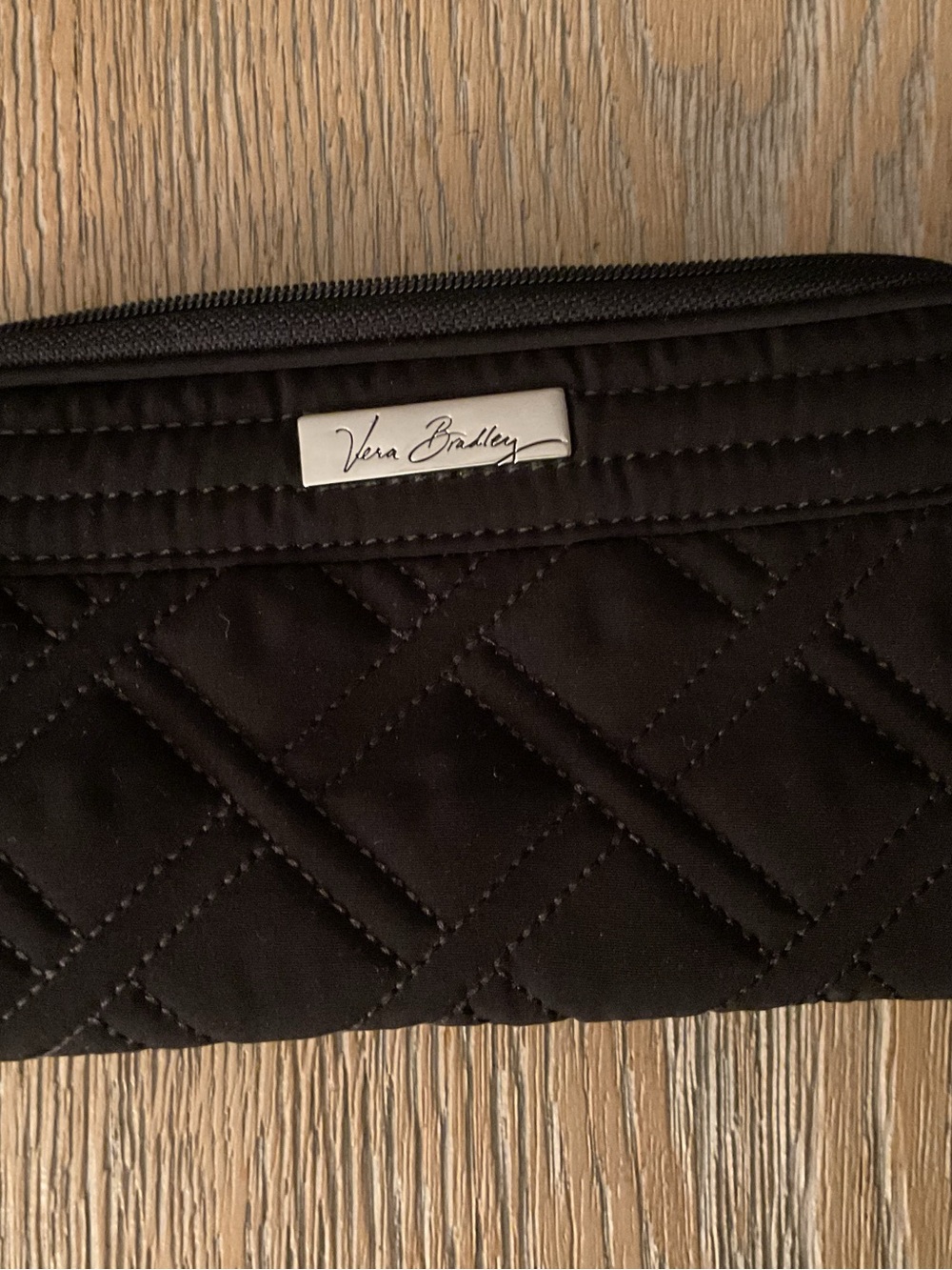 Vera Bradley Black Quilted Zip Wristlet New